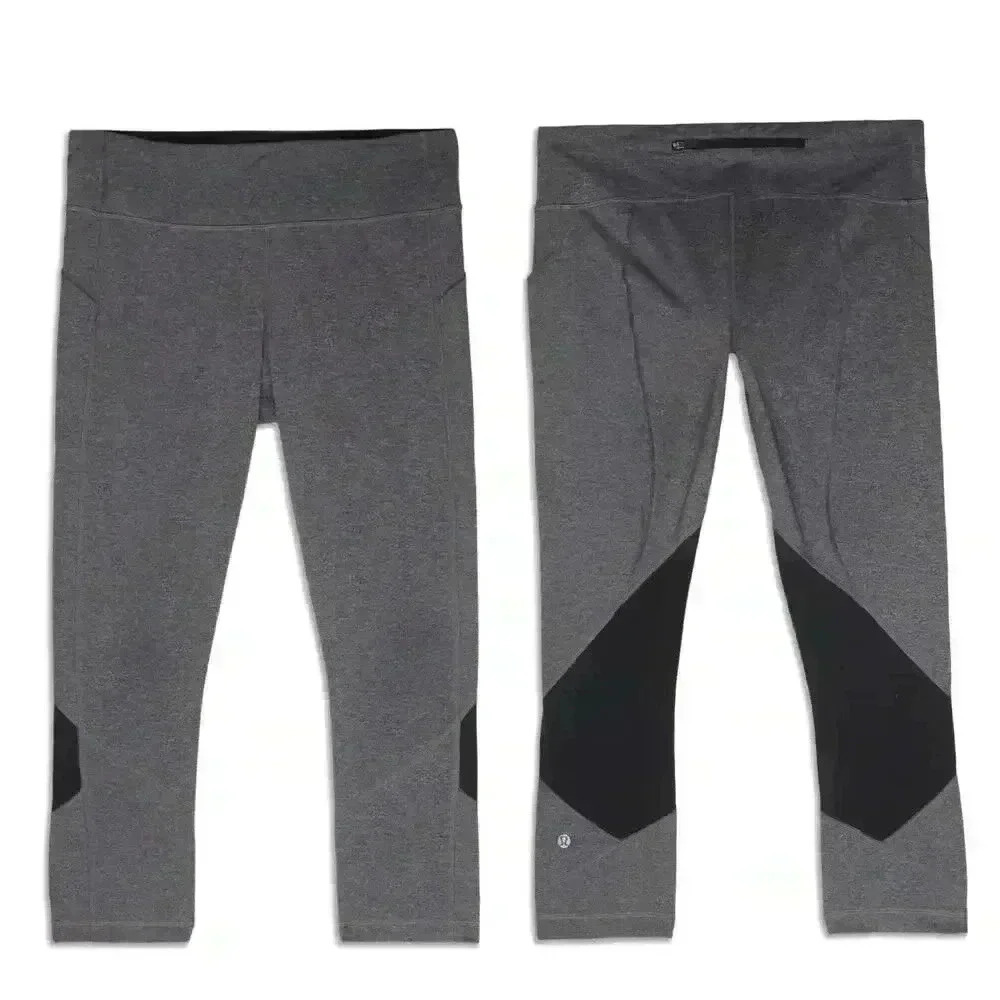 Lululemon Cropped Leggings Women’s Size 6 Gray/Black Mesh